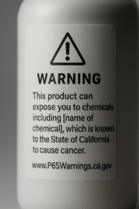 Prop 65 Warning Label on white bottle